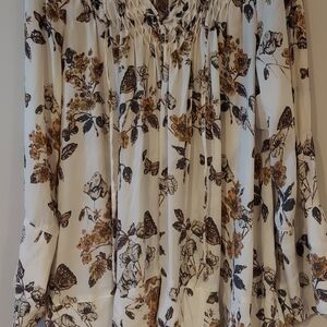 Free People Cream Floral Blouse